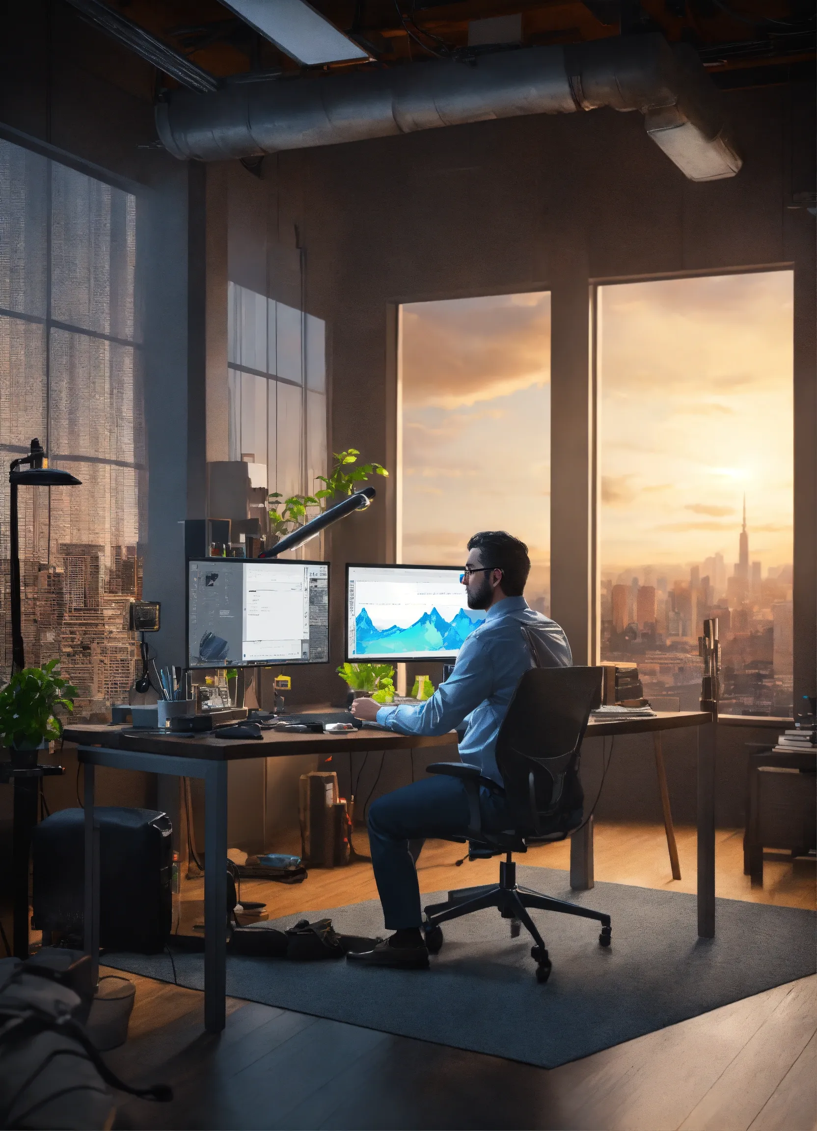 Adjustable height desk with modern design